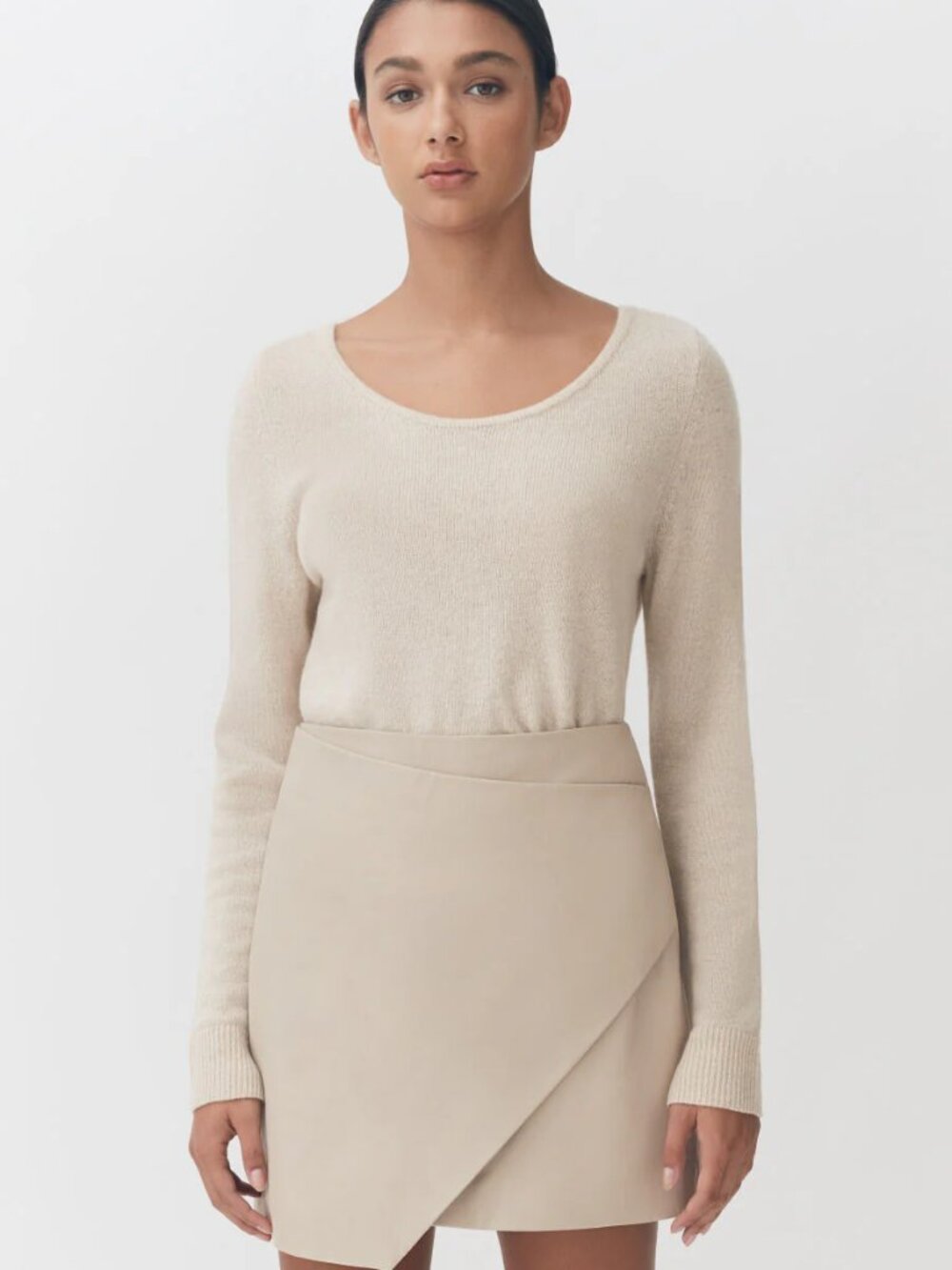 Cuyana Leather Paneled Miniskirt in Pearl size XL never worn